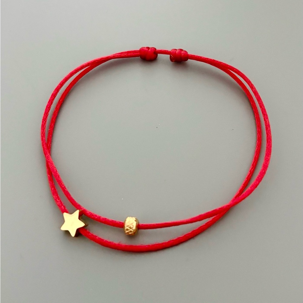 Red String Bracelet with Gold Star Charm